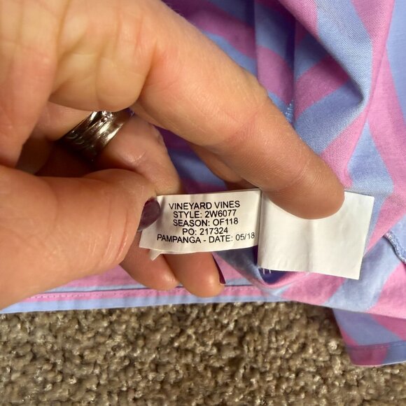 Vineyard Vines Collar Henley Shirt Blouse Womens 2 Pink Magenta Stripe Coast - Picture 12 of 14